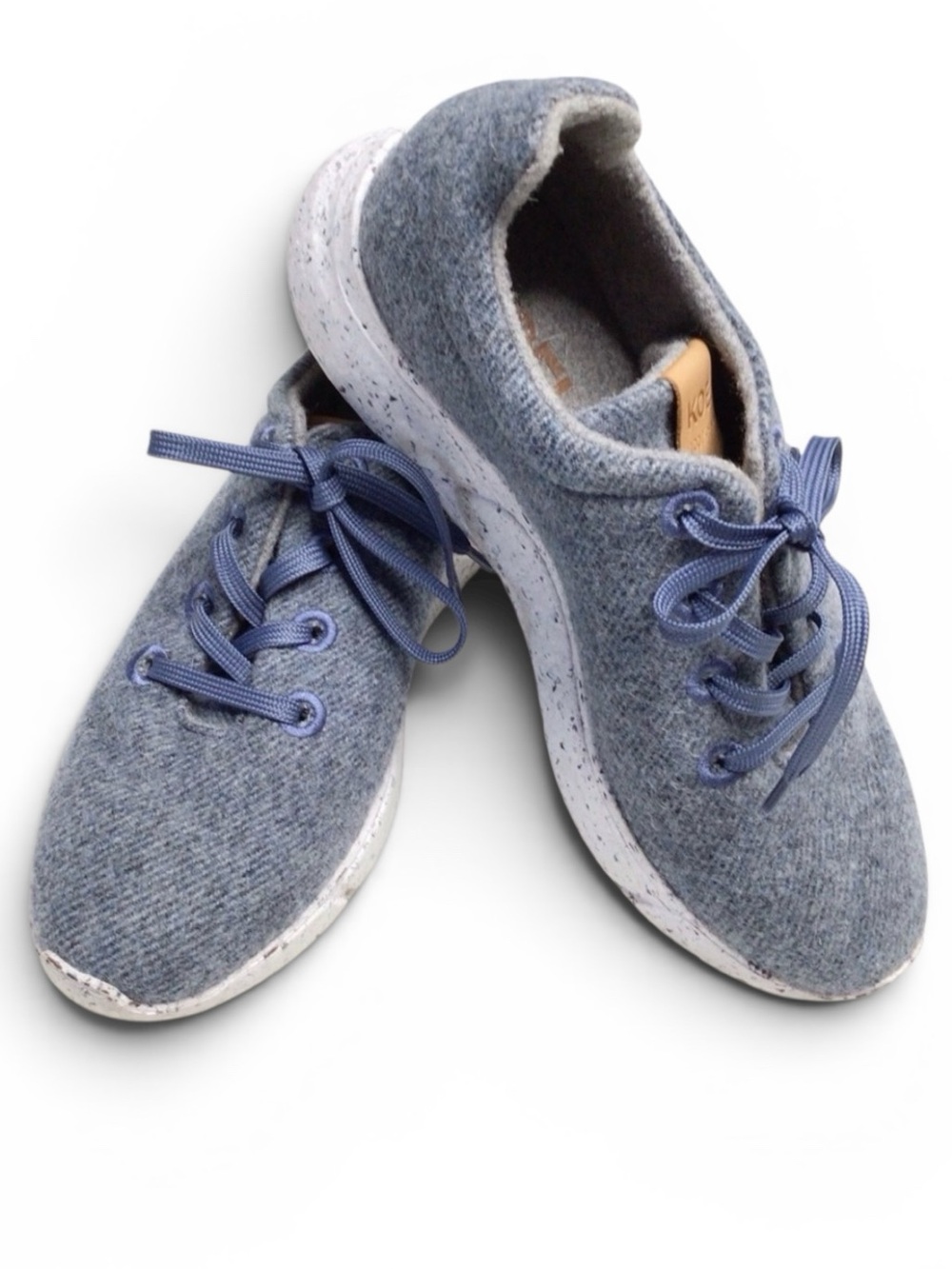 KOEL 100% Merino Wool Sneakers Women's Size 7.5 Blue Sustainable Lace-Up Shoes
